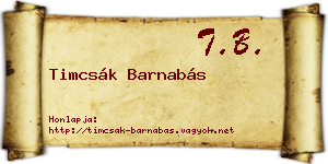 Timcsák Barnabás névjegykártya